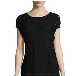 KARL LAGERFELD PARIS
Lace Cap Sleeve Tee
